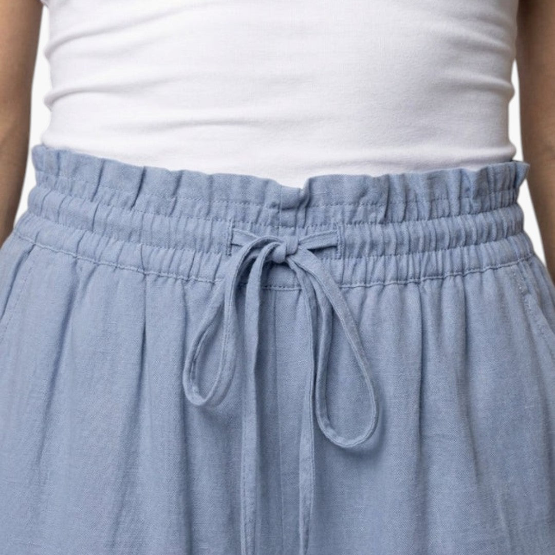 Pantalon Palazzo Femme a Taille Élastique et Poches