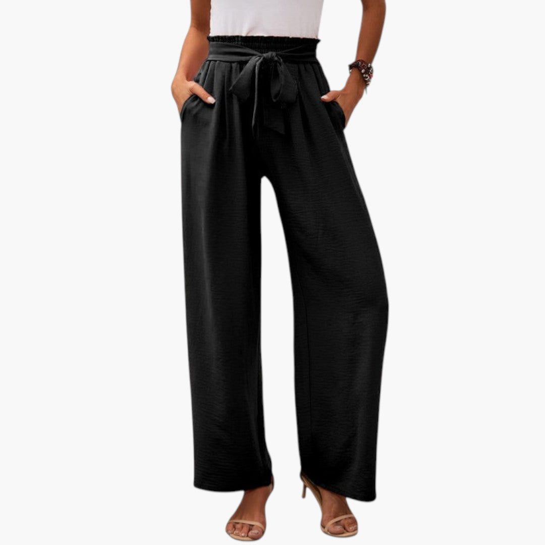 Pantalon Palazzo Femme avec Ceinture à Nouer