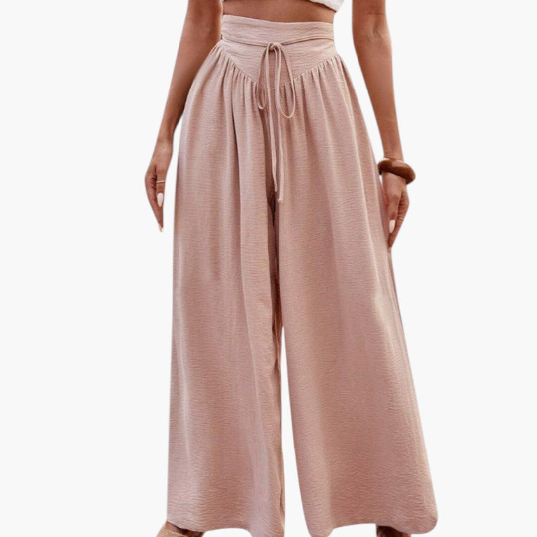 Pantalon Palazzo Femme avec Cordon de Serrage