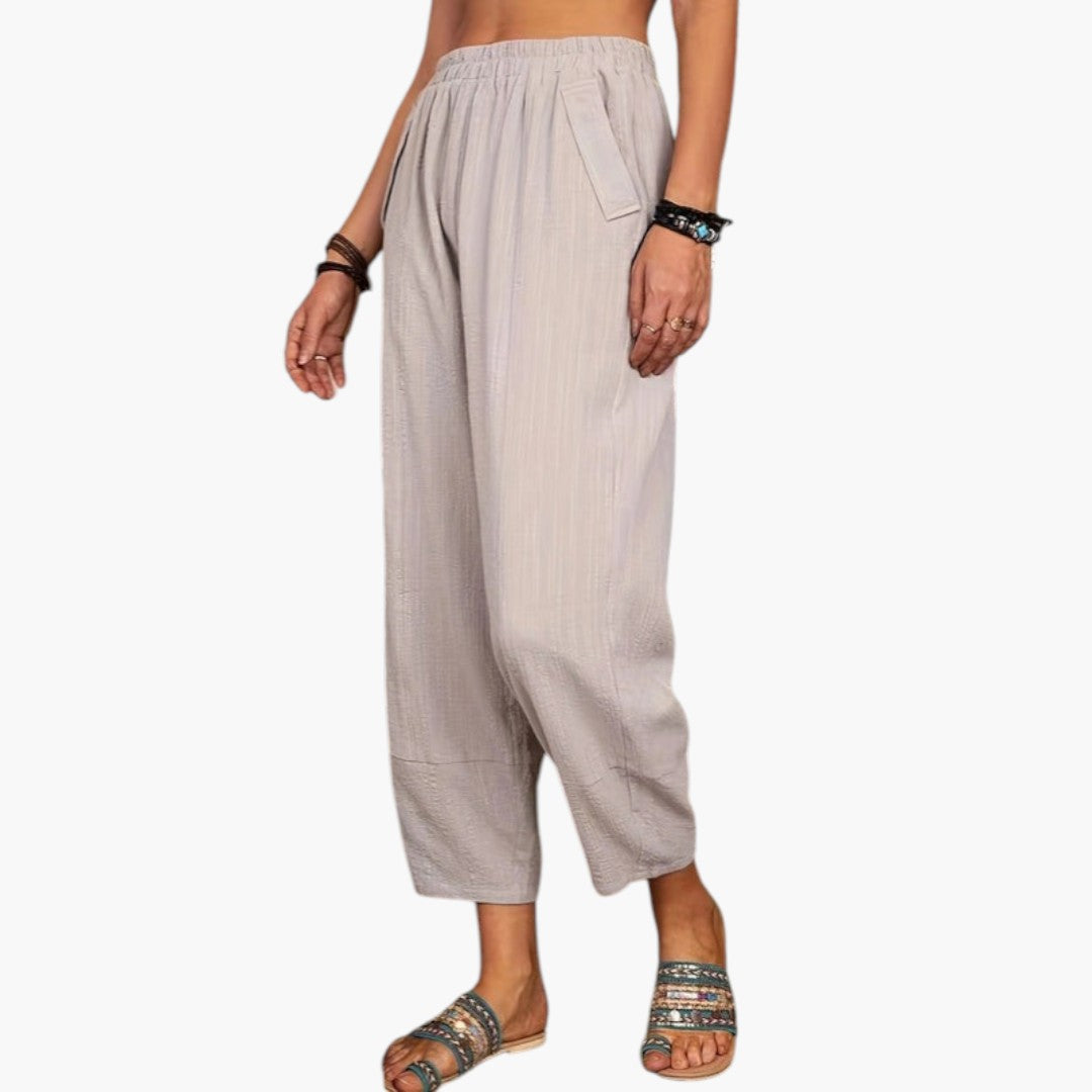 Pantalon Palazzo Femme avec Jambe Large et Poches Latérales