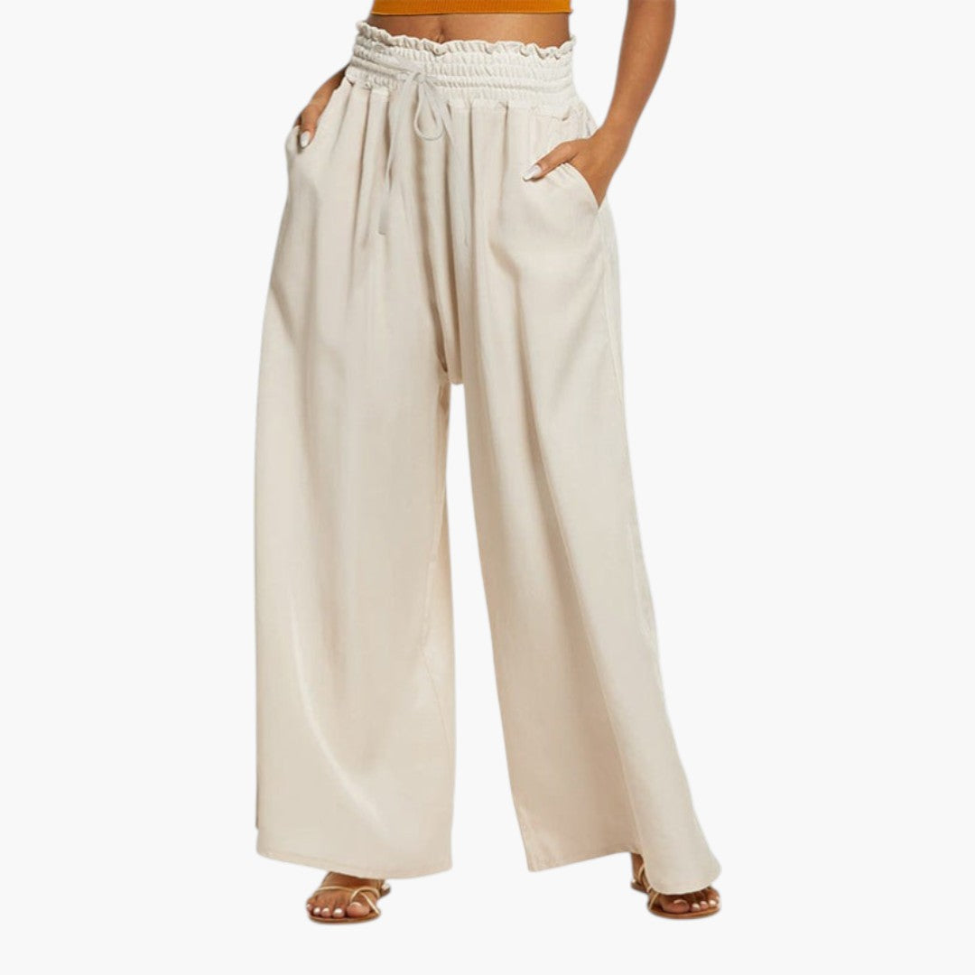 Pantalon Palazzo Femme avec Jambe Large et Poches