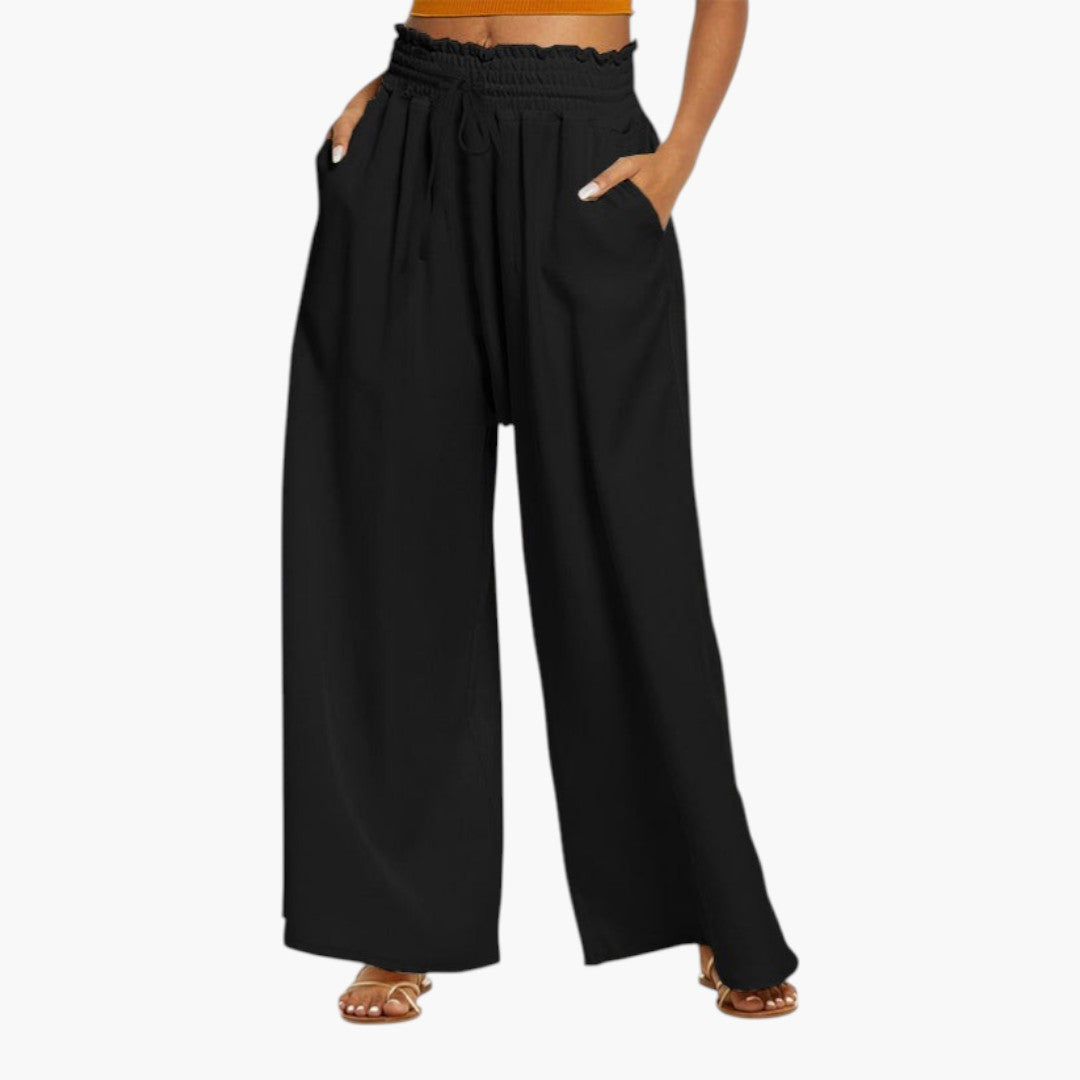 Pantalon Palazzo Femme avec Jambe Large et Poches