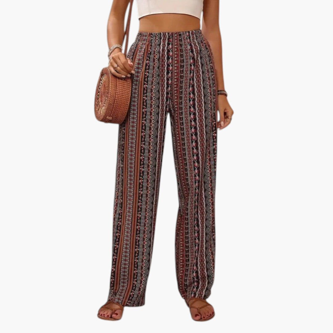 Pantaloni Palazzo Donna con Motivo Grafico