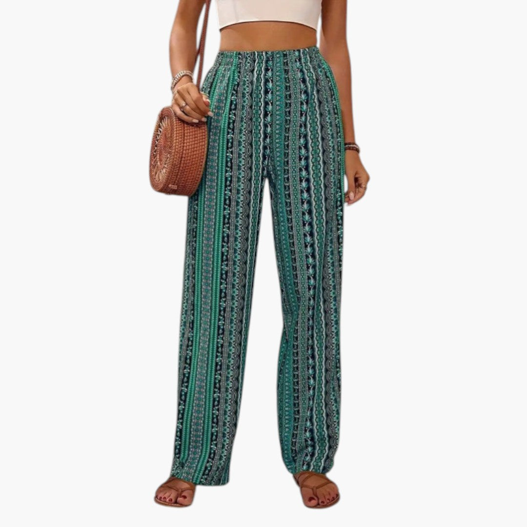 Pantaloni Palazzo Donna con Motivo Grafico