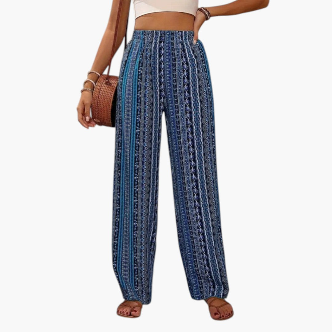 Pantaloni Palazzo Donna con Motivo Grafico