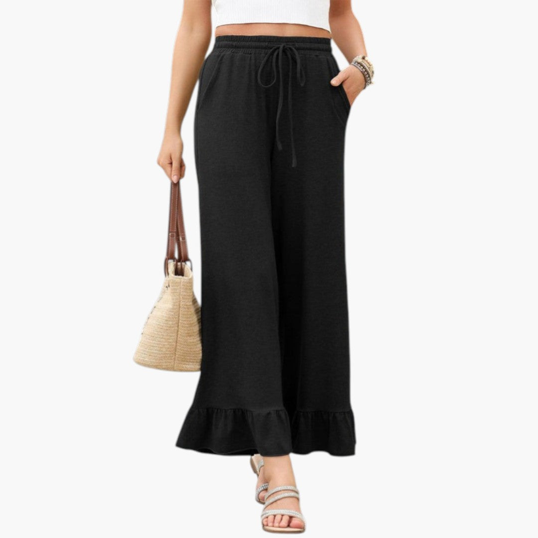Pantalon Palazzo Femme avec Ourlet à Volants