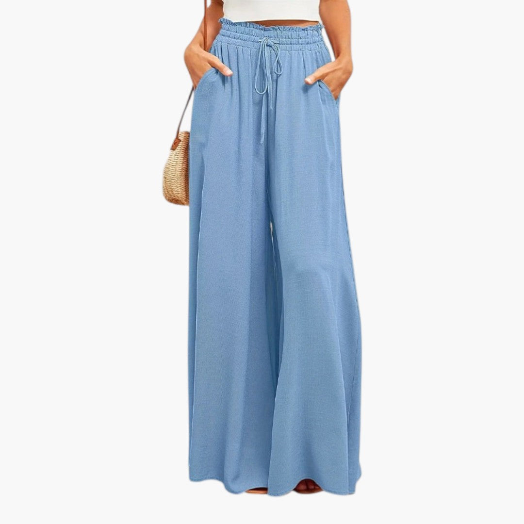 Pantalon Palazzo Femme avec Poches Latérales