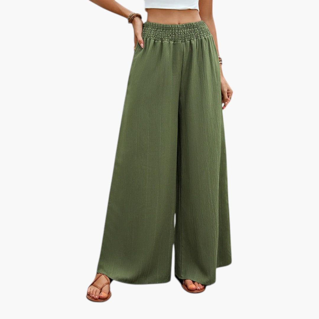 Pantalon Palazzo Femme avec Taille Élastique et Jambes Larges