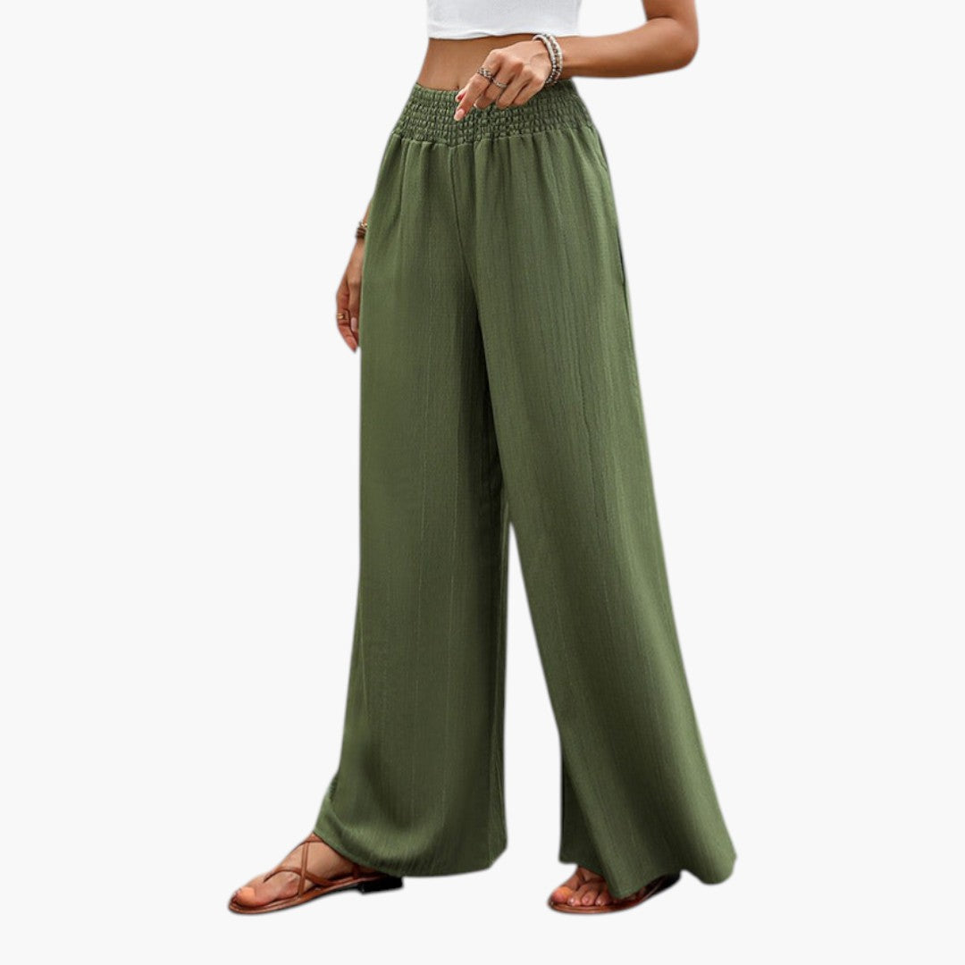 Pantalon Palazzo Femme avec Taille Élastique et Jambes Larges