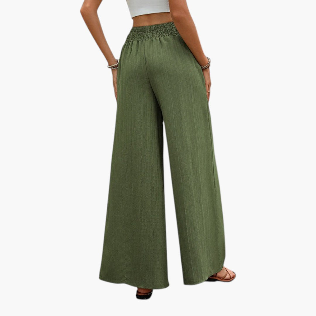 Pantalon Palazzo Femme avec Taille Élastique et Jambes Larges