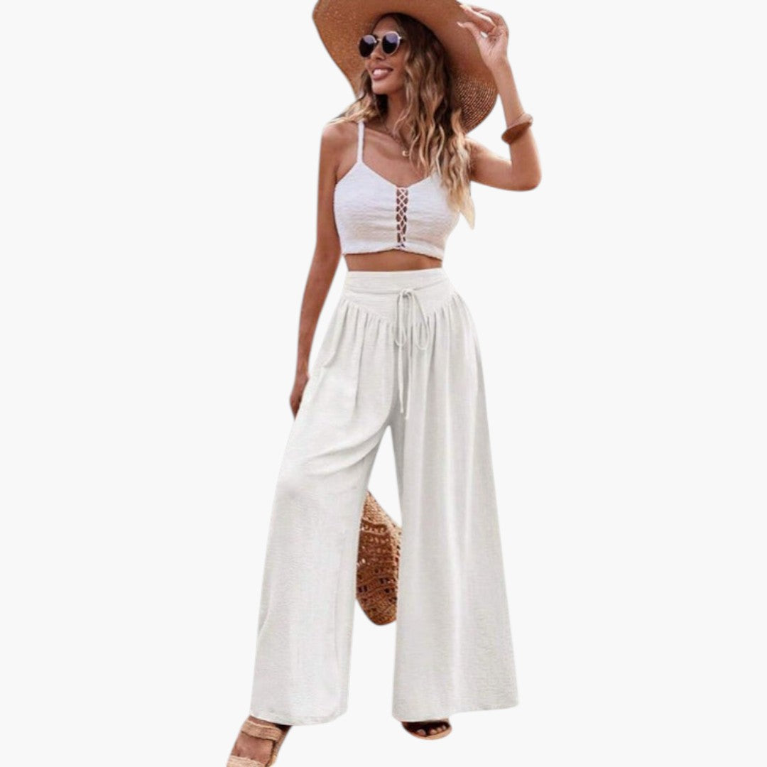 Pantalon Palazzo Femme avec Taille Haute