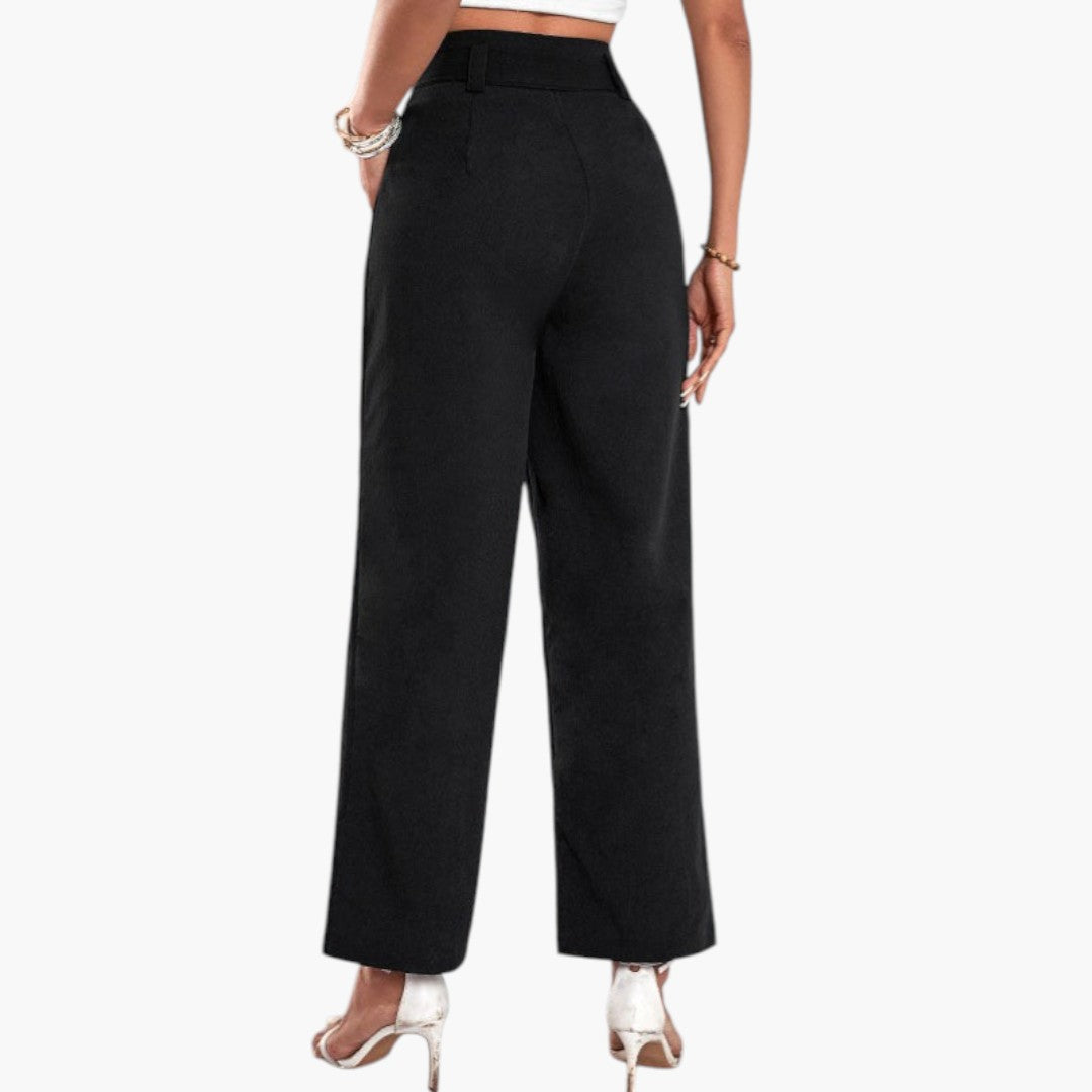 Pantalon Palazzo Femme avec Taille Haute et Ceinture à Nouer