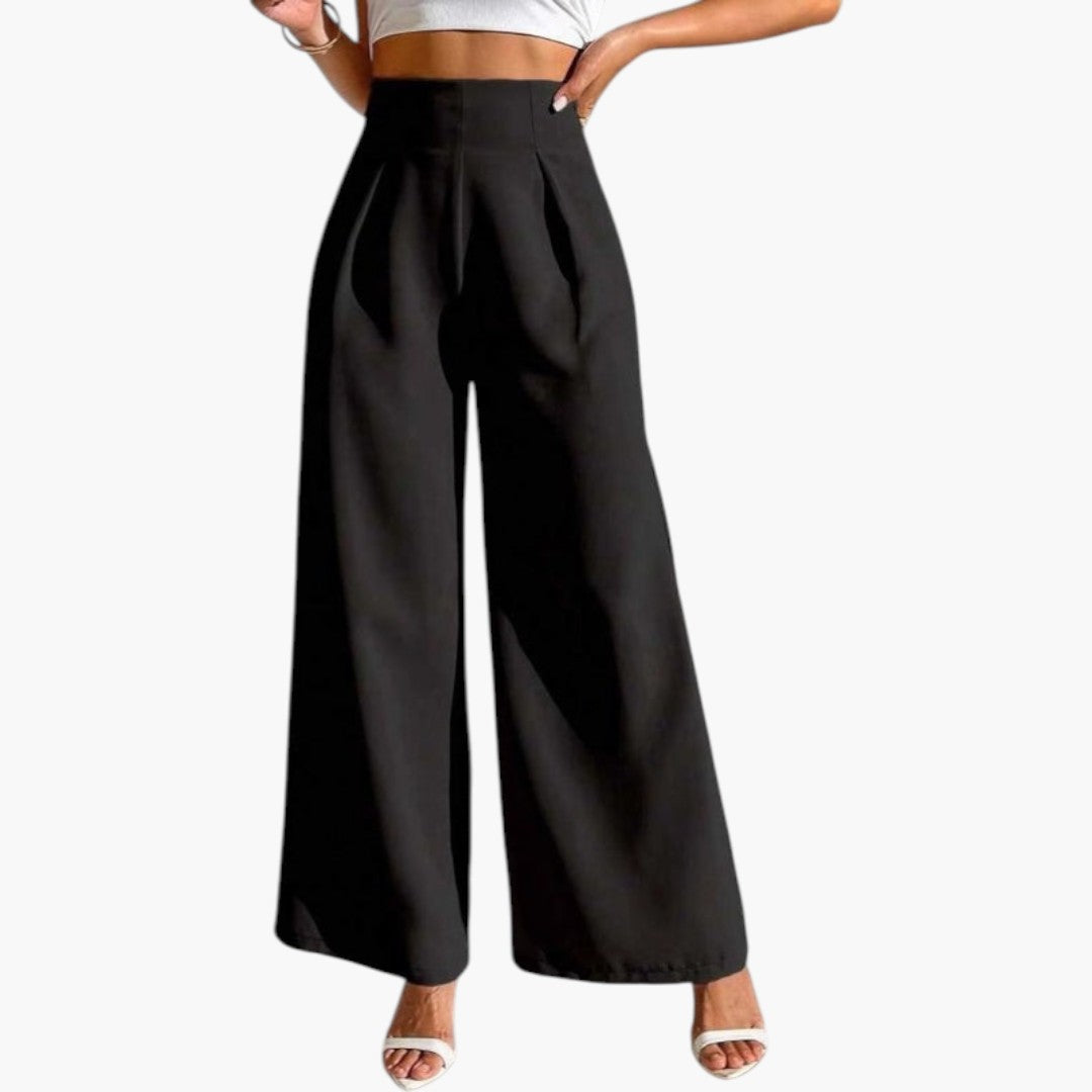 Pantalon Palazzo Femme avec Taille Haute et Jambes Larges