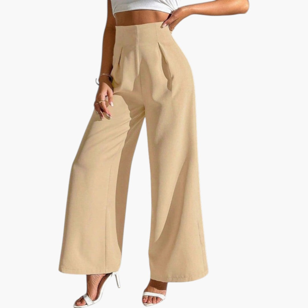 Pantalon Palazzo Femme avec Taille Haute et Jambes Larges