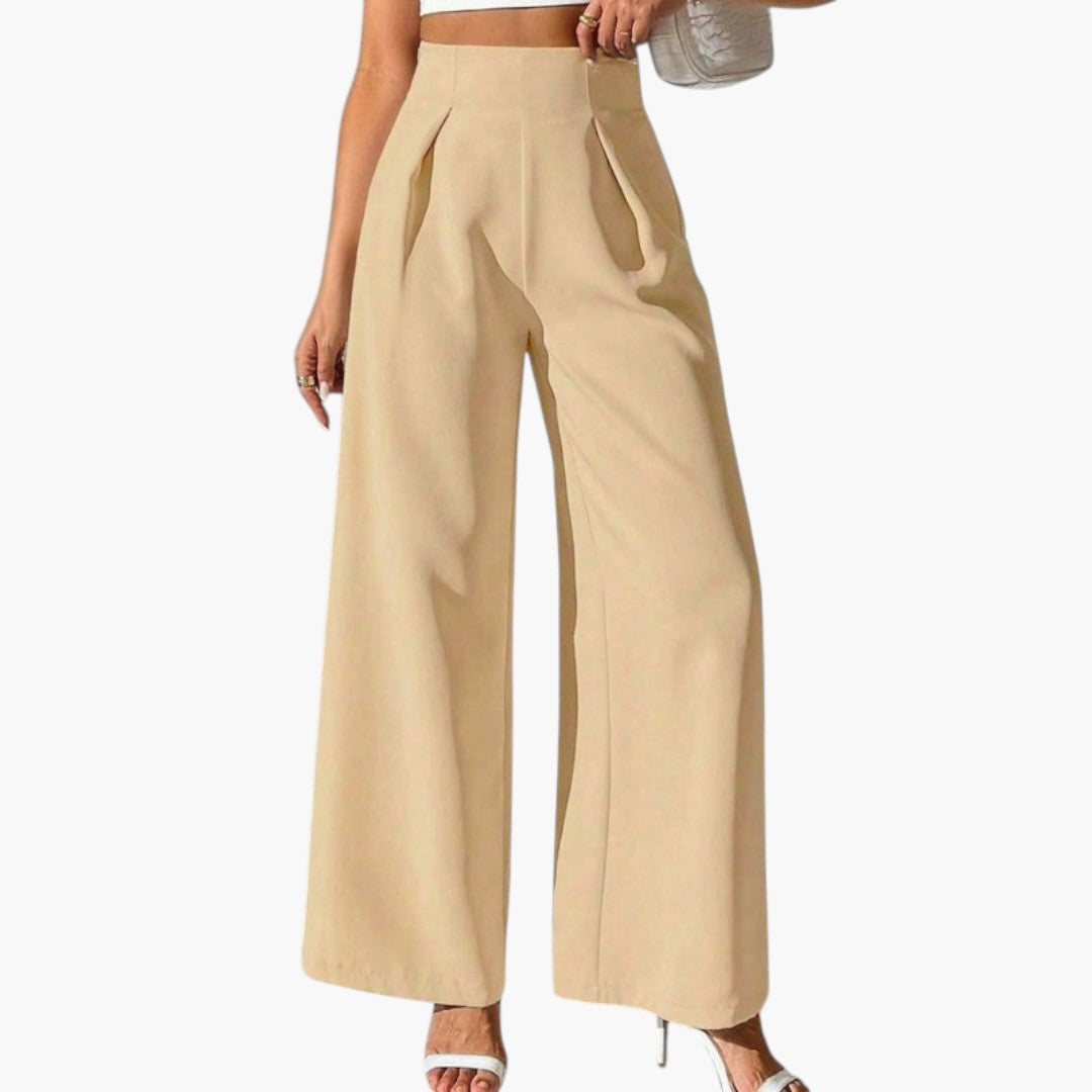 Pantalon Palazzo Femme avec Taille Haute et Jambes Larges