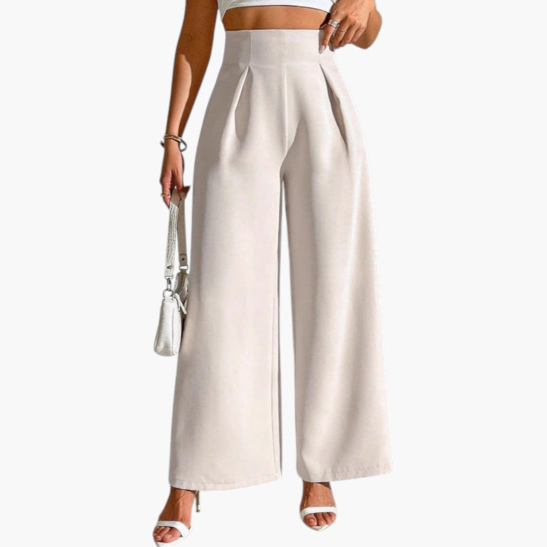 Pantalon Palazzo Femme avec Taille Haute et Jambes Larges