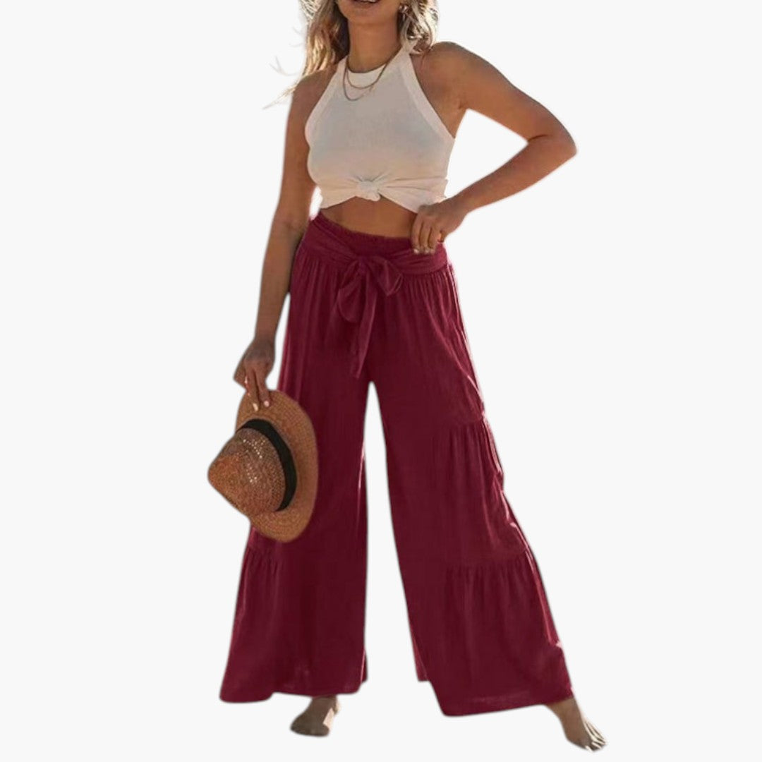 Pantaloni Palazzo da Donna con Cintura da Annodare