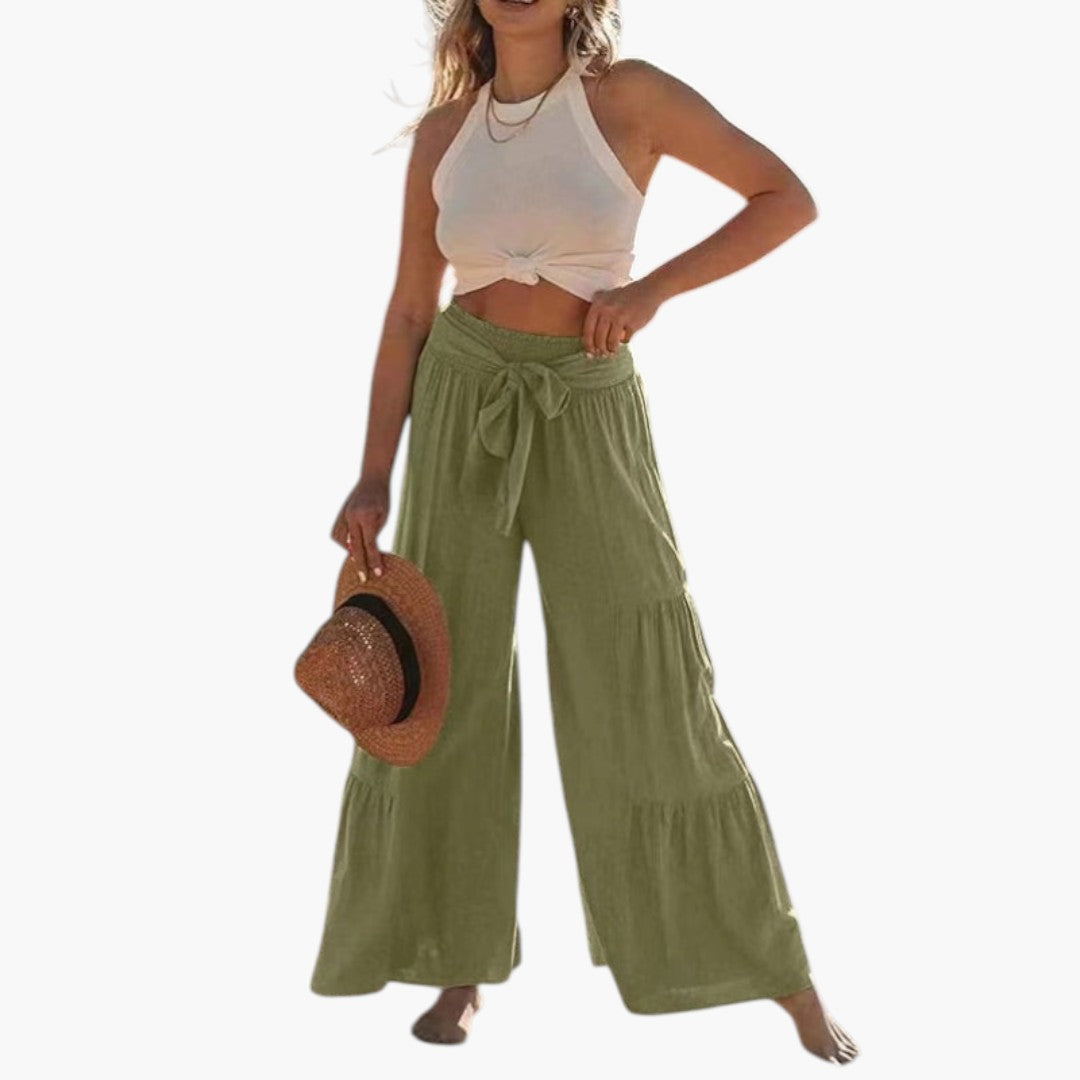 Pantaloni Palazzo da Donna con Cintura da Annodare