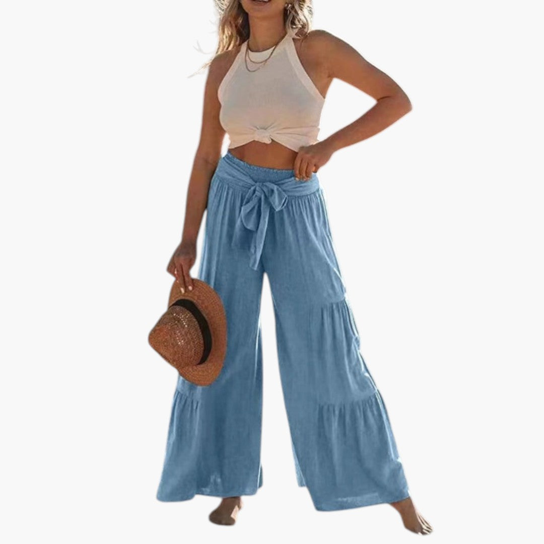 Pantaloni Palazzo da Donna con Cintura da Annodare