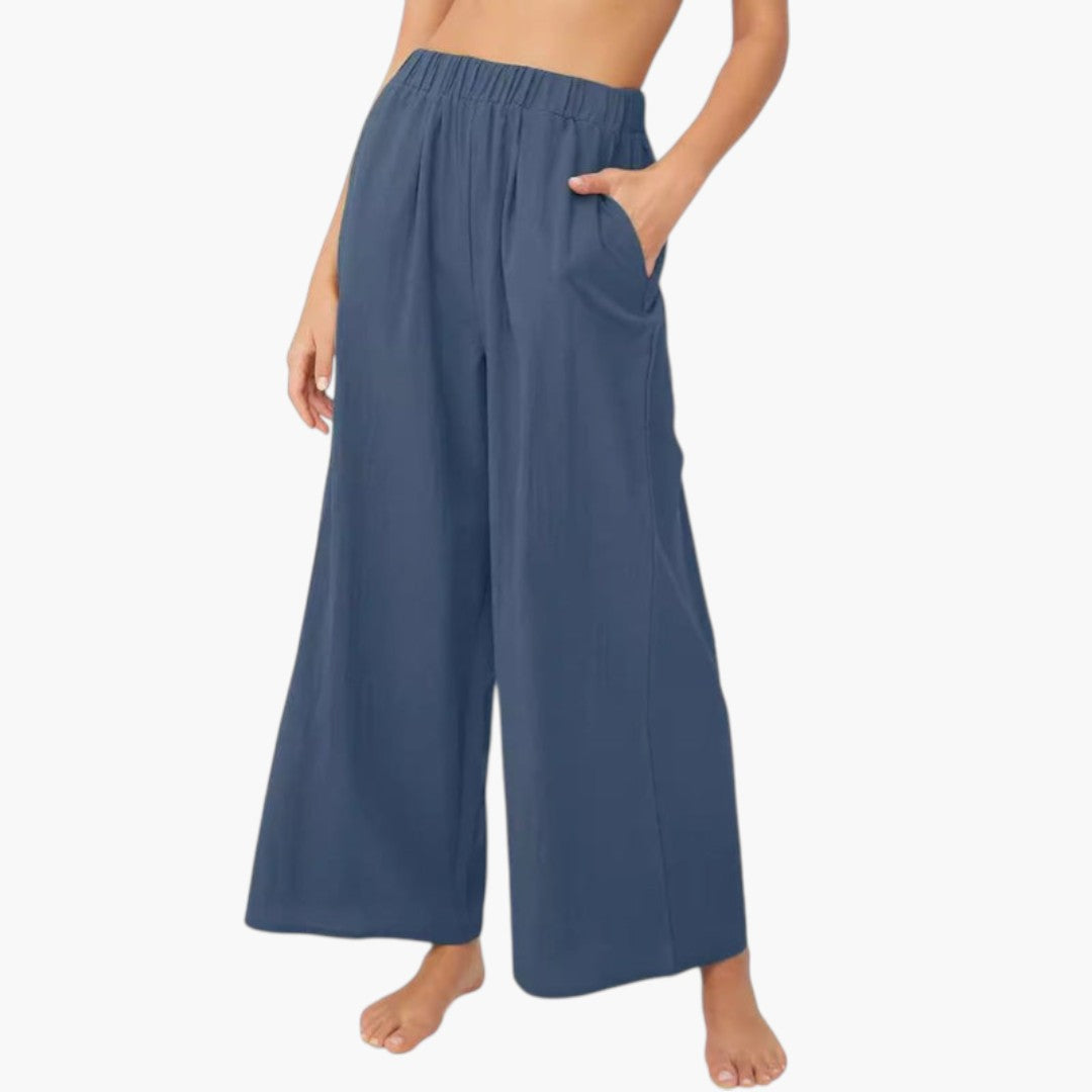 Pantalon Palazzo Pour Femme avec Poches Latérales