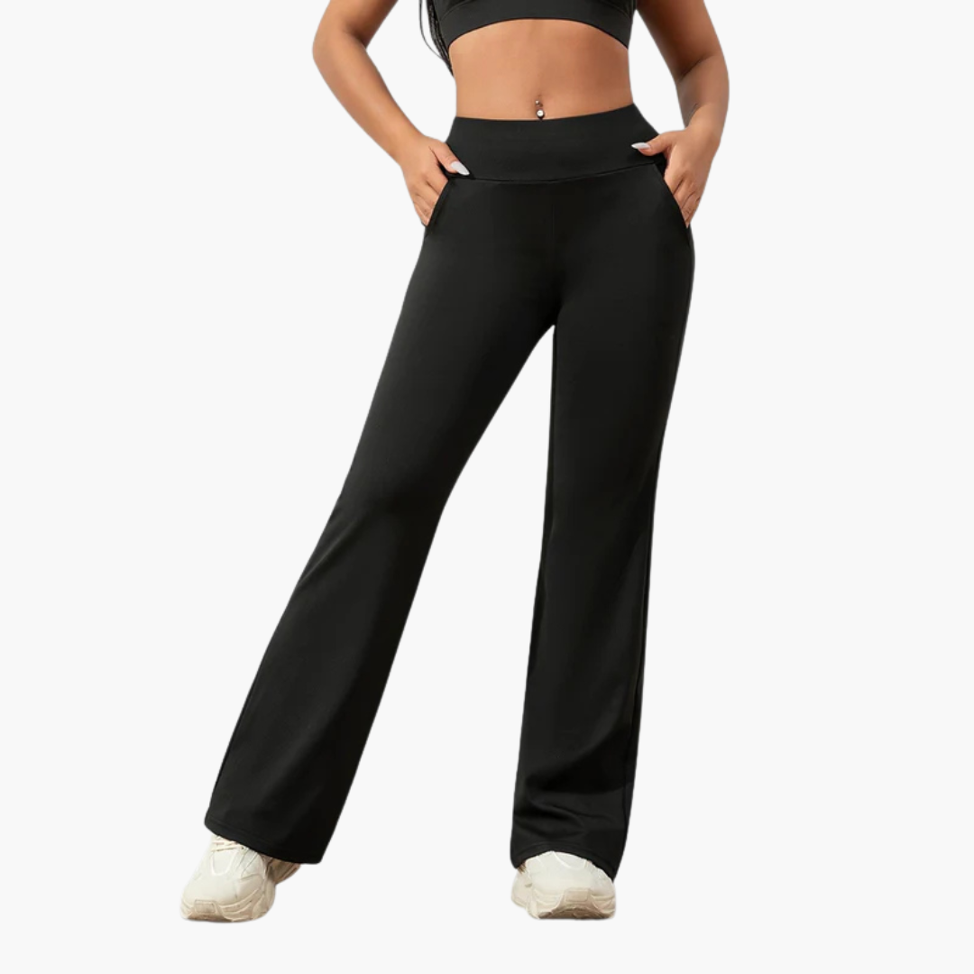 Pantalon pour femme avec taille élastique et jambe droite