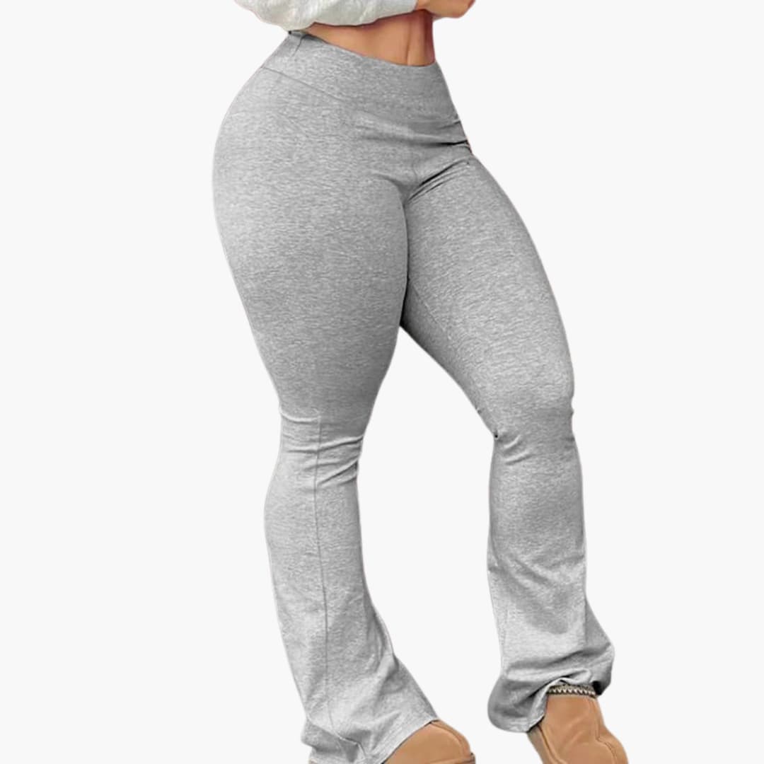 Pantalon bootcut femme taille rehaussée à ourlet évasé