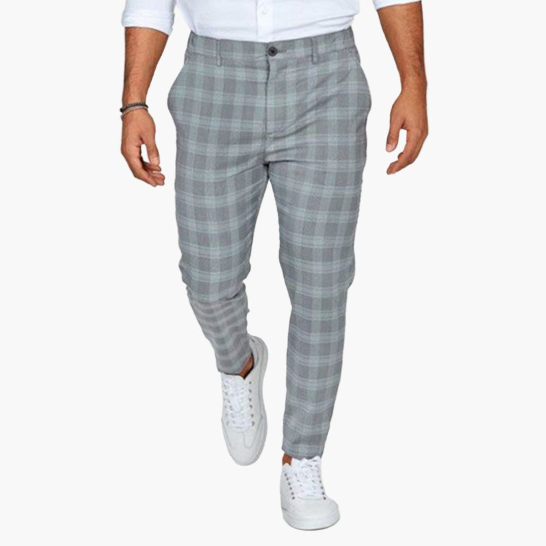 Pantalon chino homme à motif carreaux avec coupe ajustée
