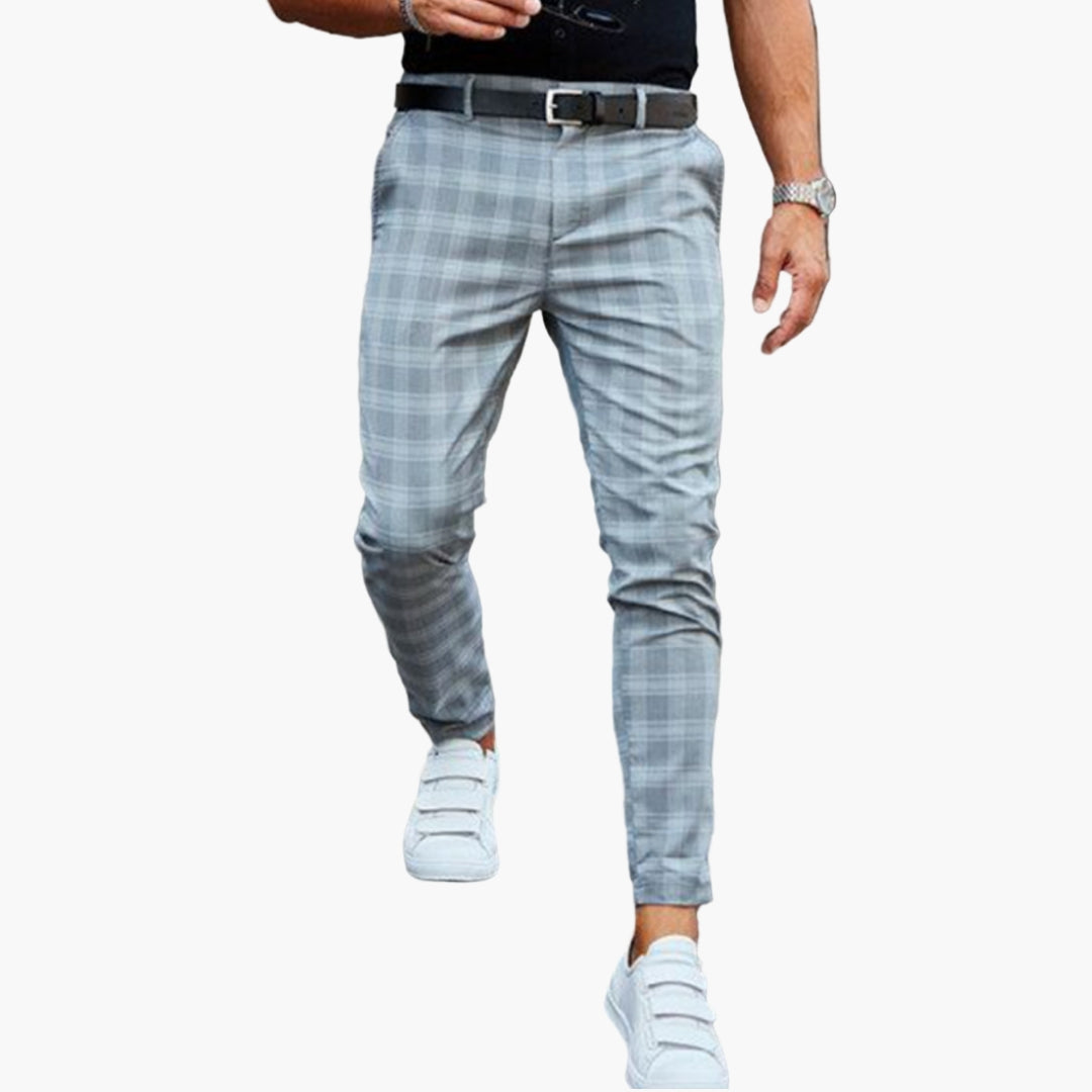 Pantalon chino homme à motif carreaux avec coupe ajustée