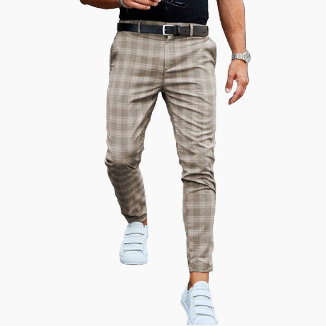 Pantalon chino homme à motif carreaux avec coupe ajustée