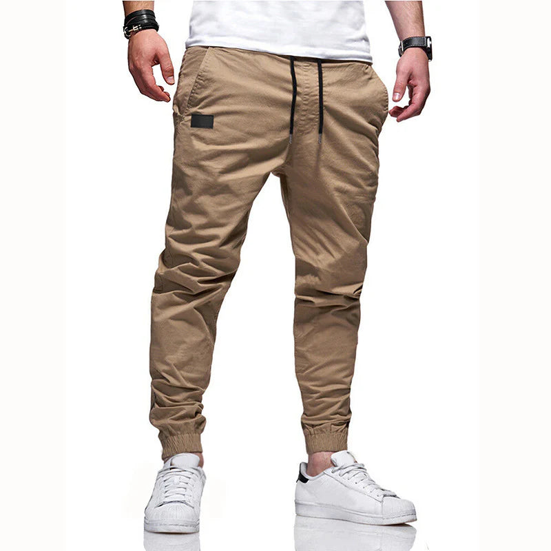 Pantalon décontracté homme à jambes droites avec taille élastique