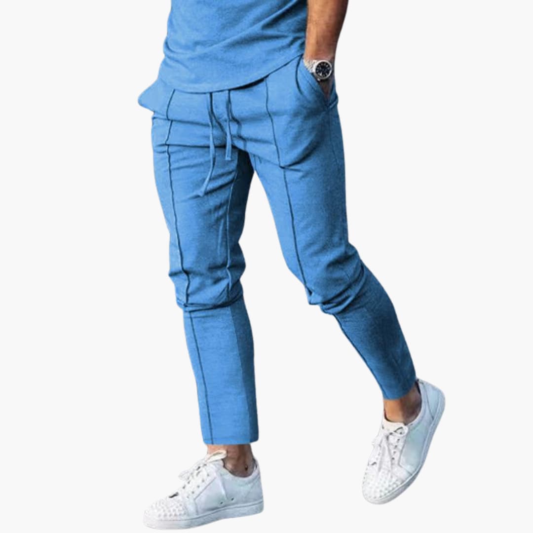 Pantalon décontracté homme avec taille élastique et poches latérales