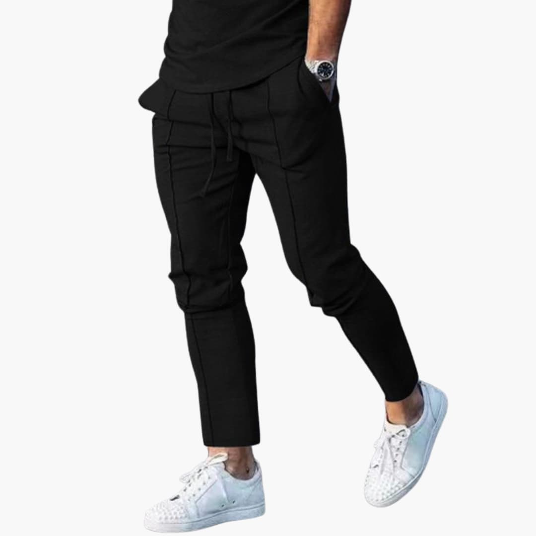 Pantalon décontracté homme avec taille élastique et poches latérales