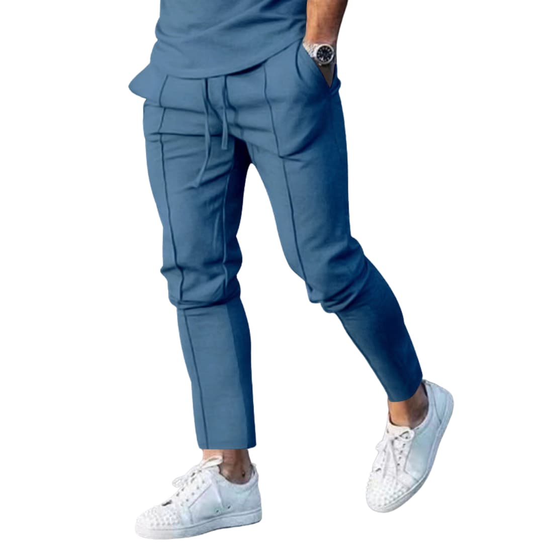 Pantalon décontracté homme avec taille élastique et poches latérales