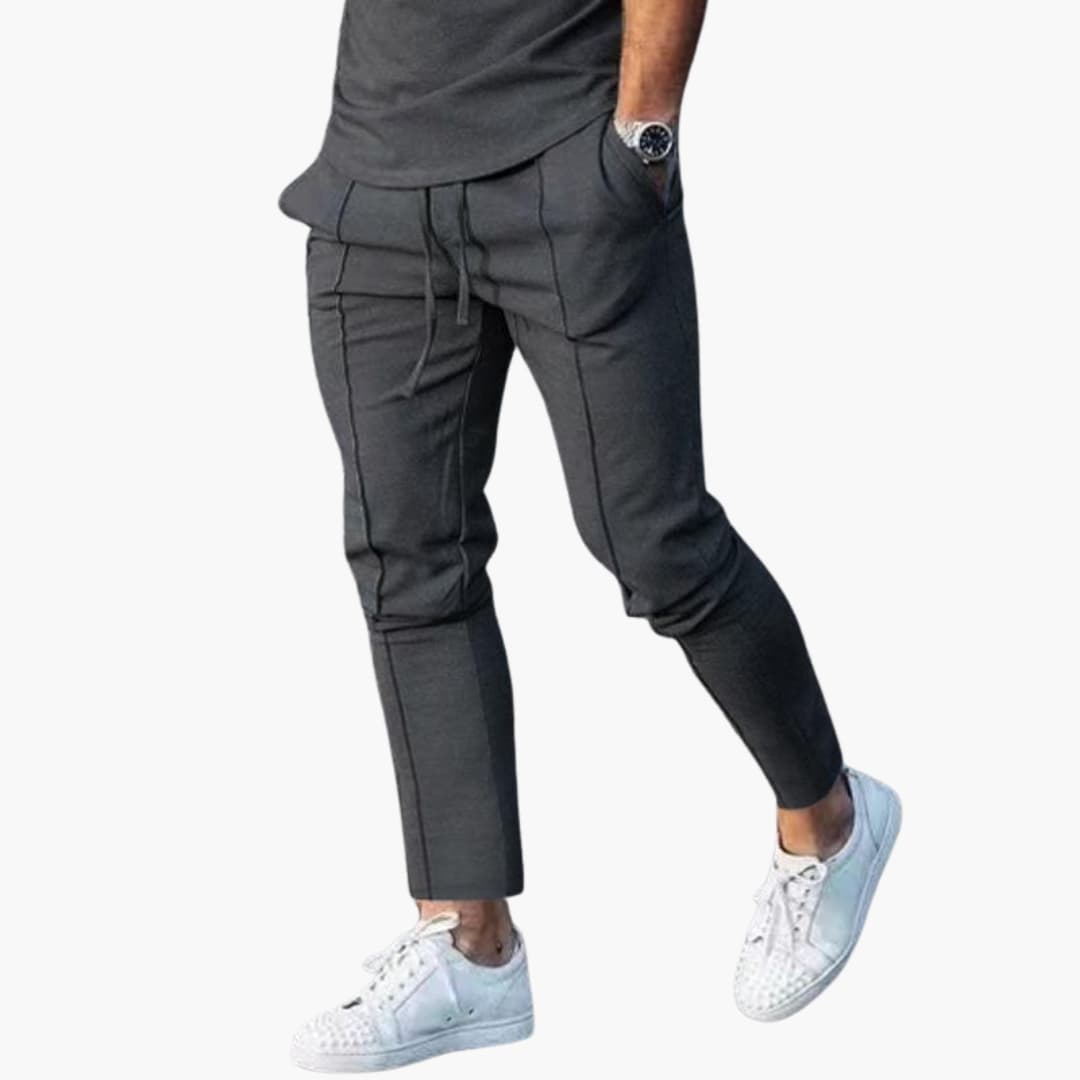 Pantalon décontracté homme avec taille élastique et poches latérales