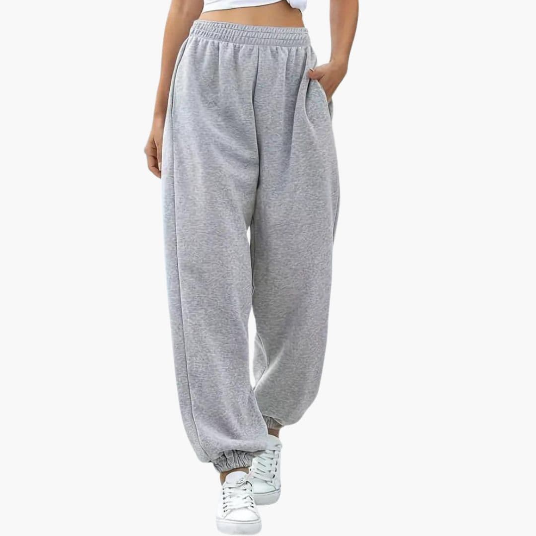 Pantalon de jogging femme taille haute coupe large