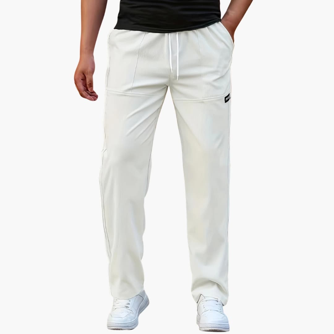 Pantalon droit décontracté pour homme avec taille à cordon et poches latérales