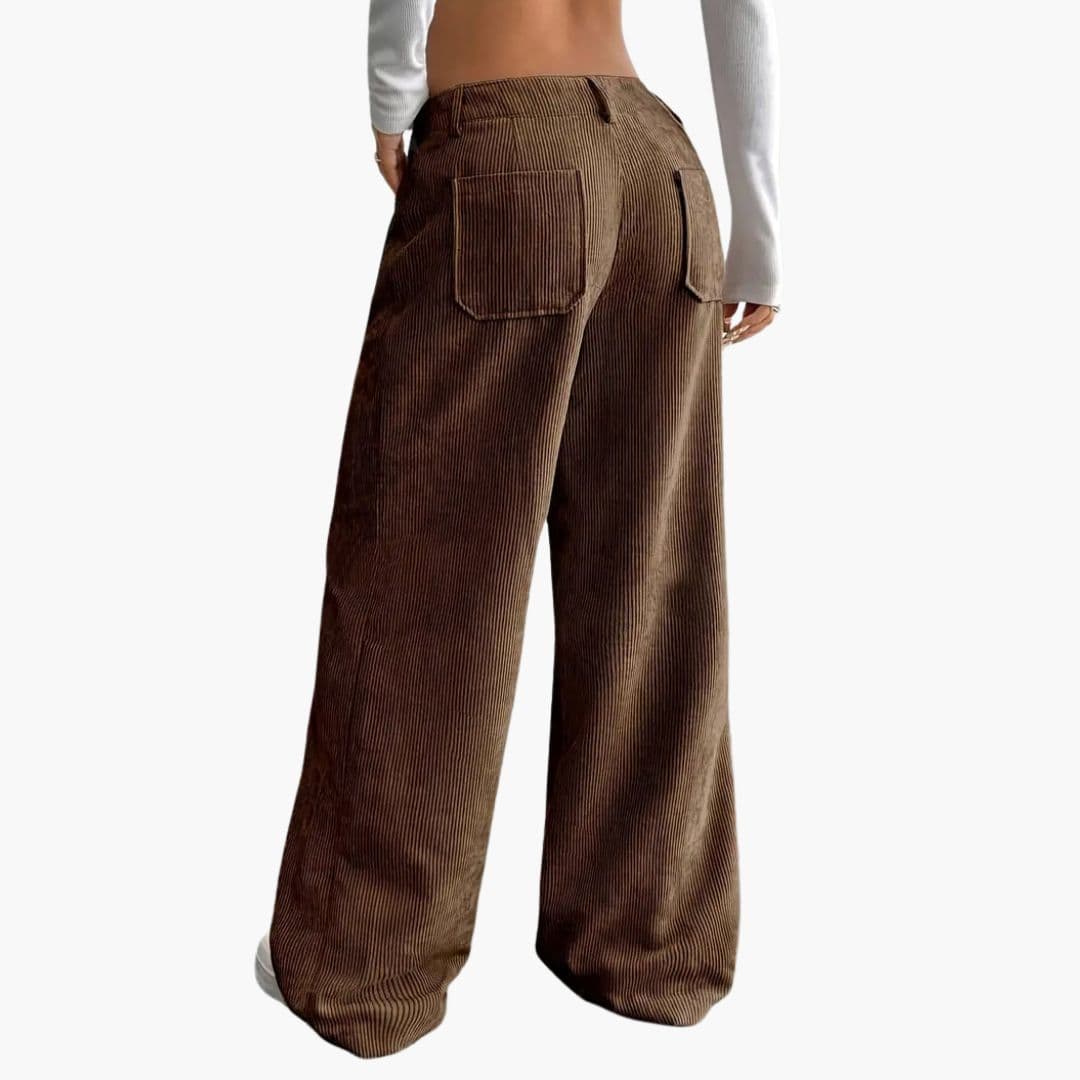 Pantalon en velours côtelé pour femme à jambes larges
