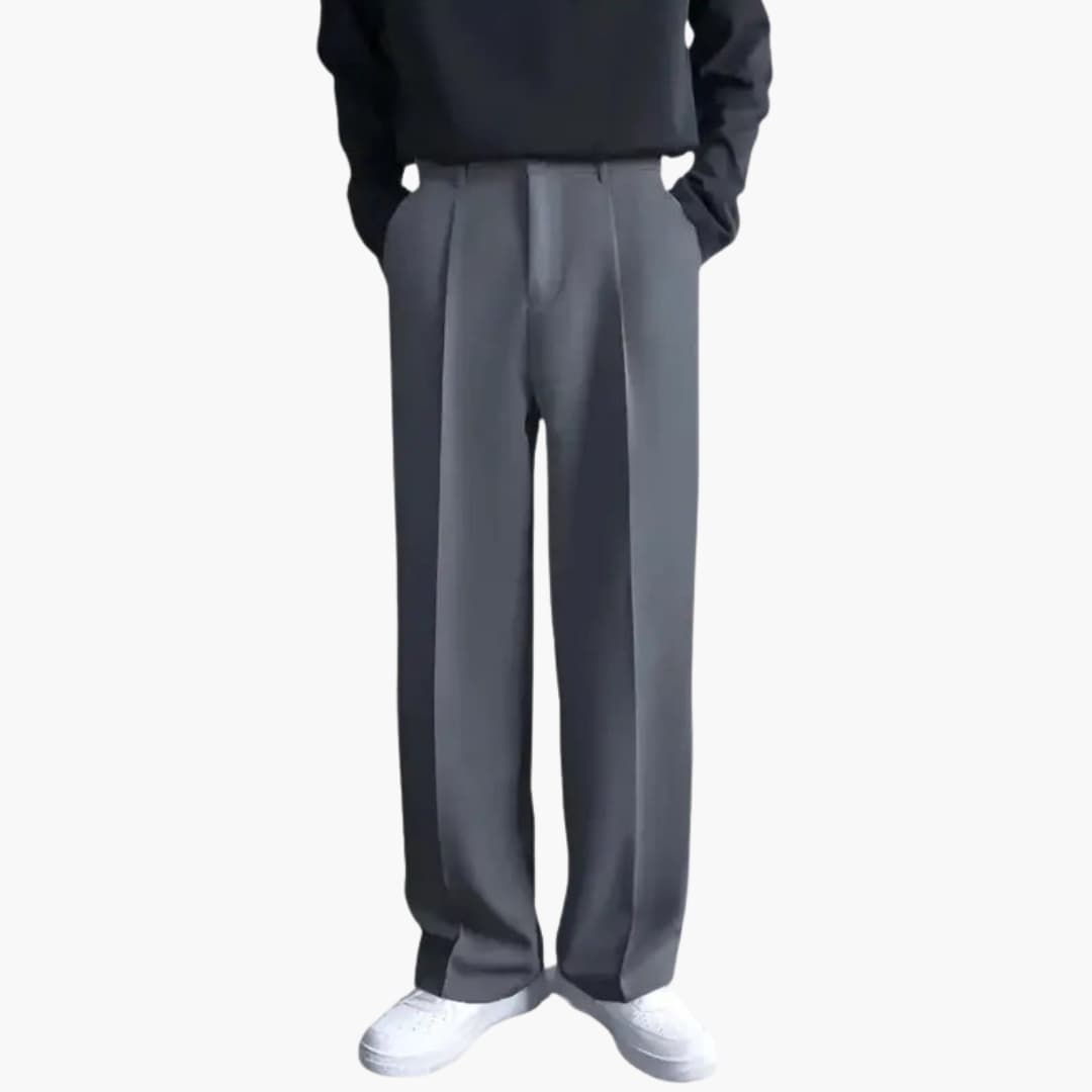 Pantalon femme à jambes larges plissées avec taille mi-haute