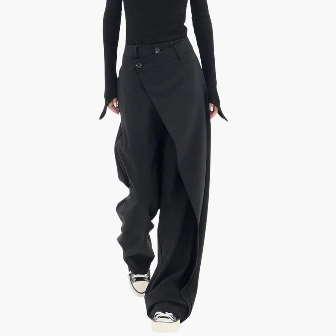 Pantalon femme à taille asymétrique