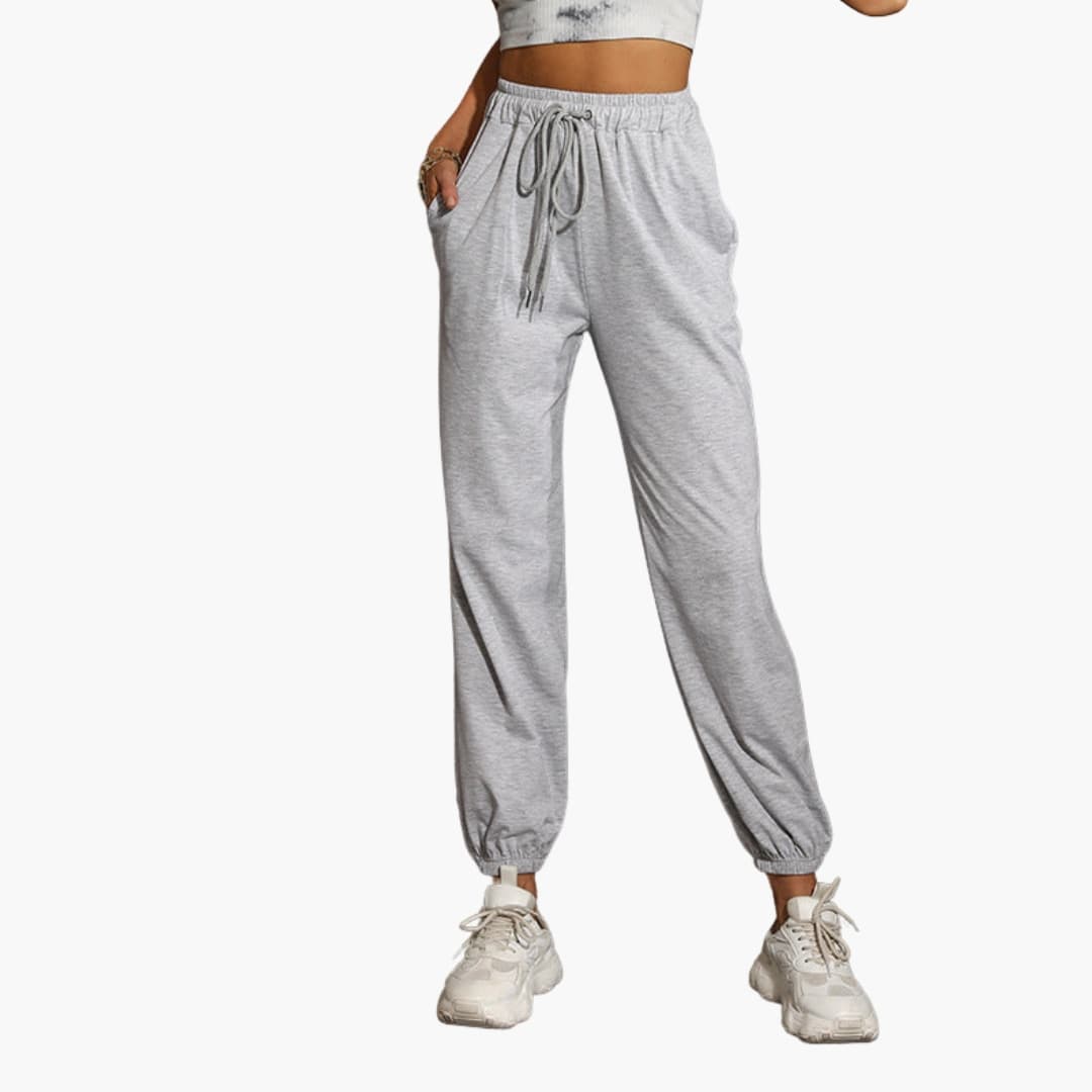 Pantalon femme à taille coulissante et jambes droites