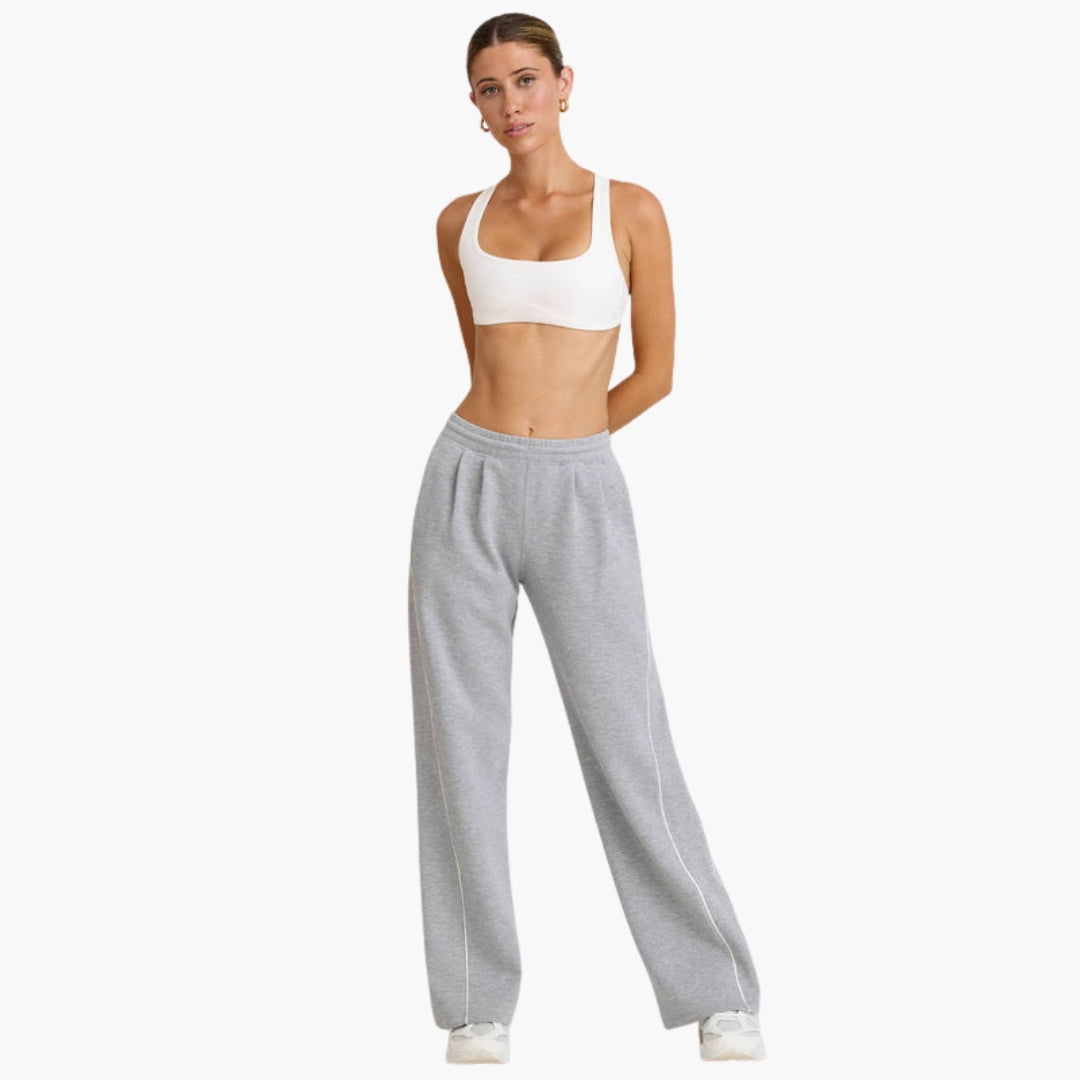 Pantalon femme coupe large à surpiqûres contrastées