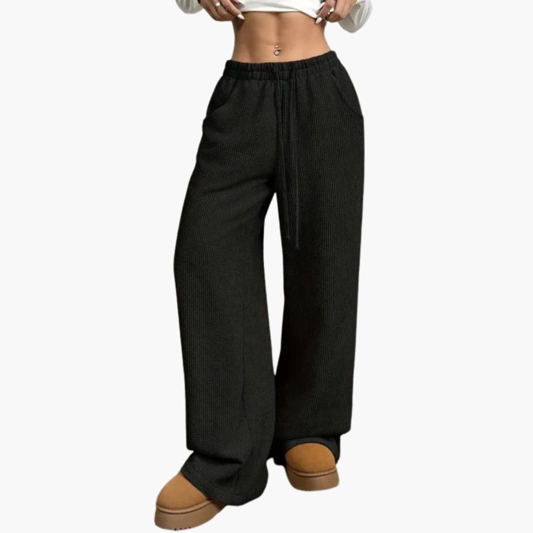 Pantaloni in velluto a coste vita alta da donna taglio casuale