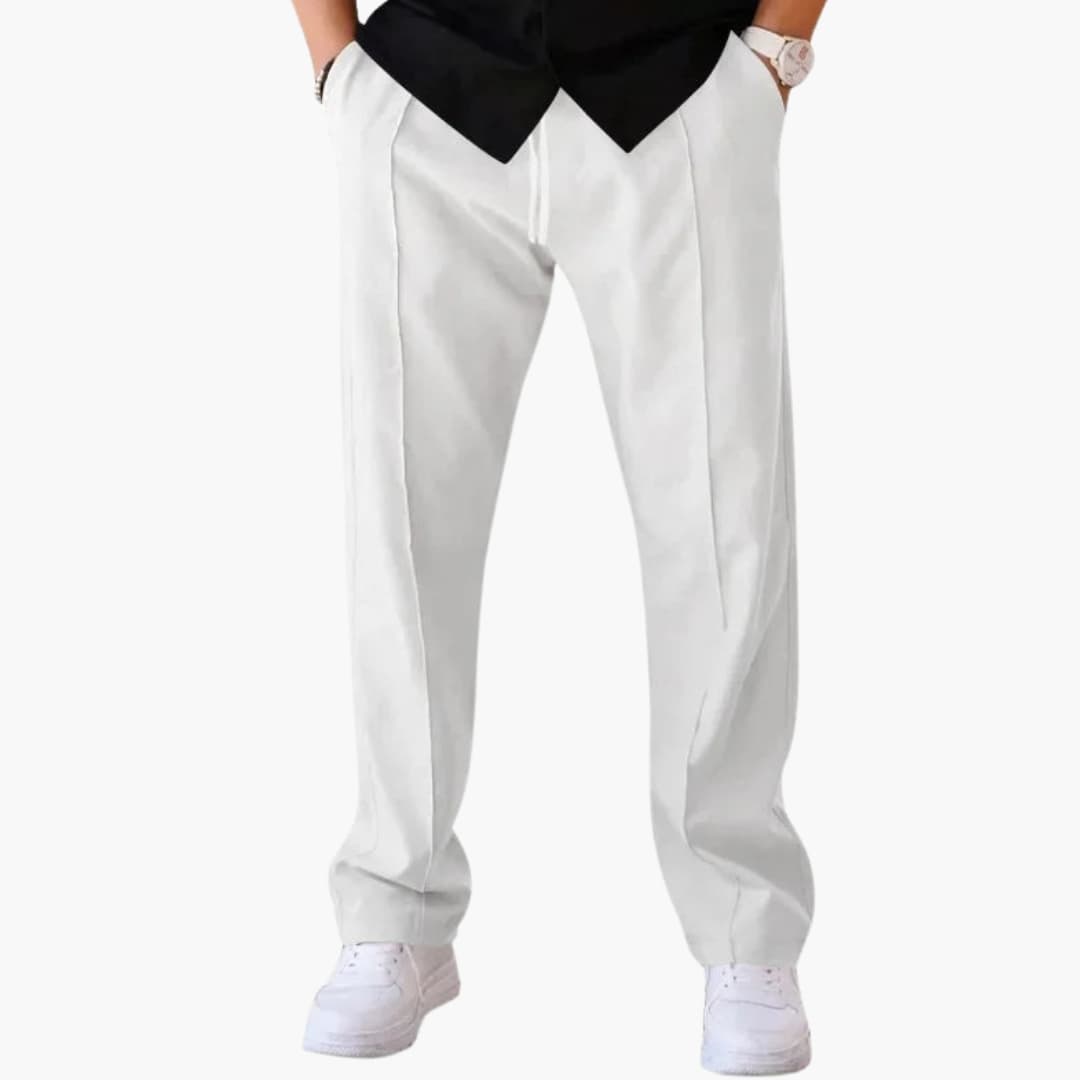 Pantalon homme coupe droite ample avec taille réglable à cordon