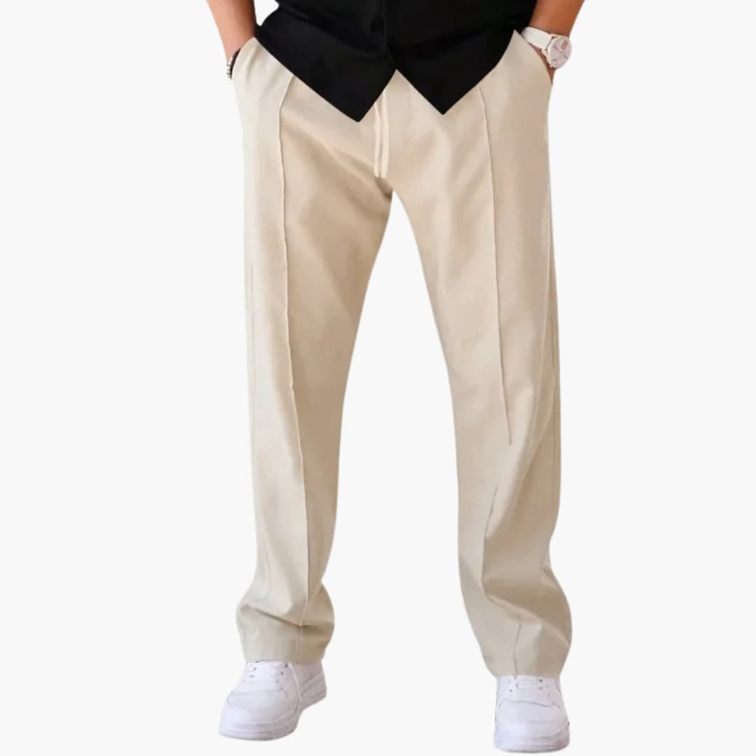 Pantalon homme coupe droite ample avec taille réglable à cordon