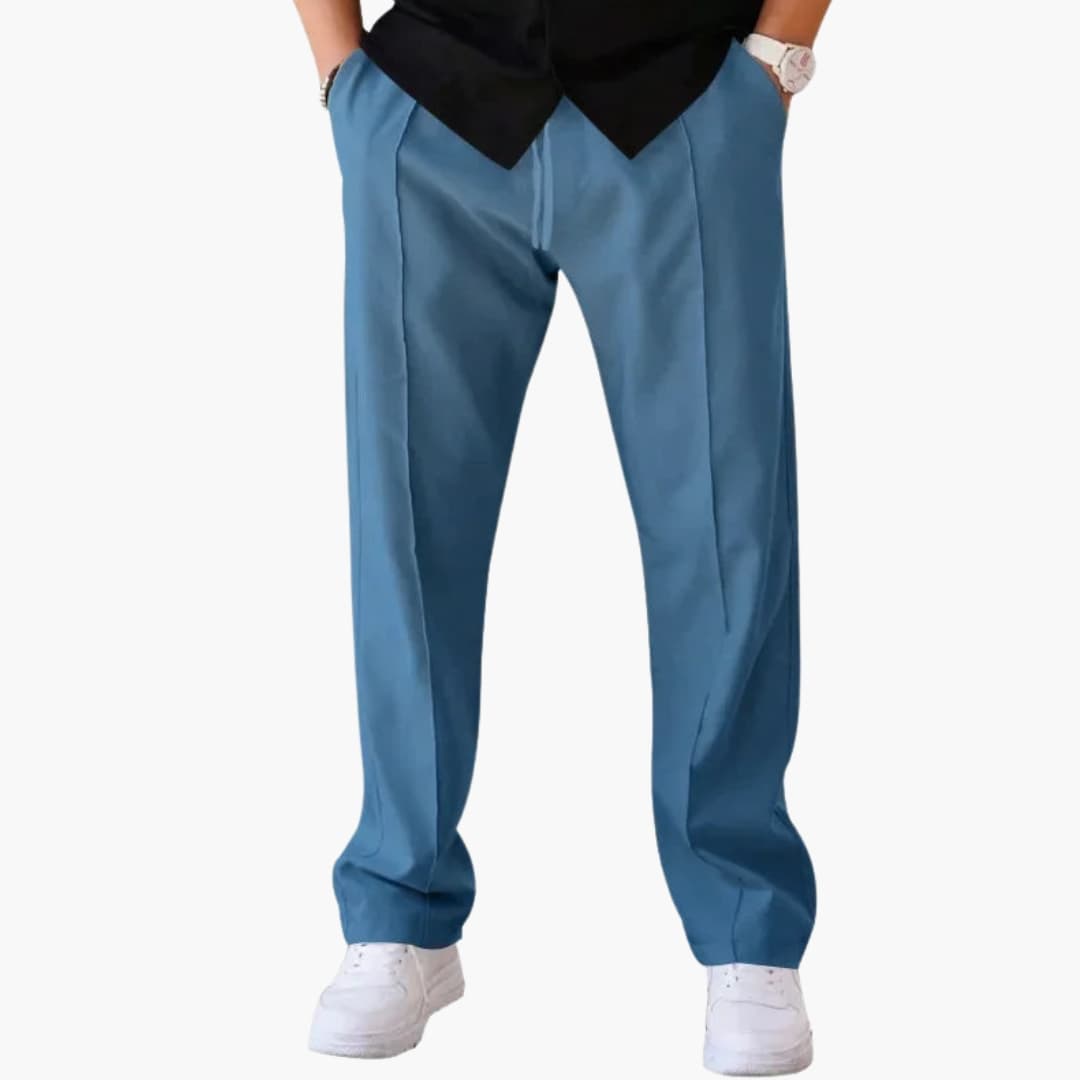 Pantalon homme coupe droite ample avec taille réglable à cordon
