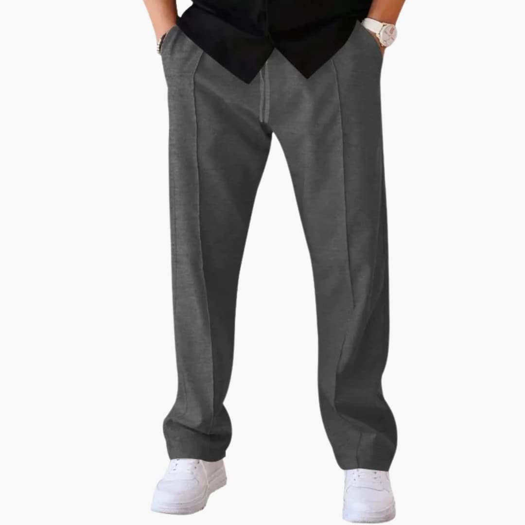 Pantalon homme coupe droite ample avec taille réglable à cordon