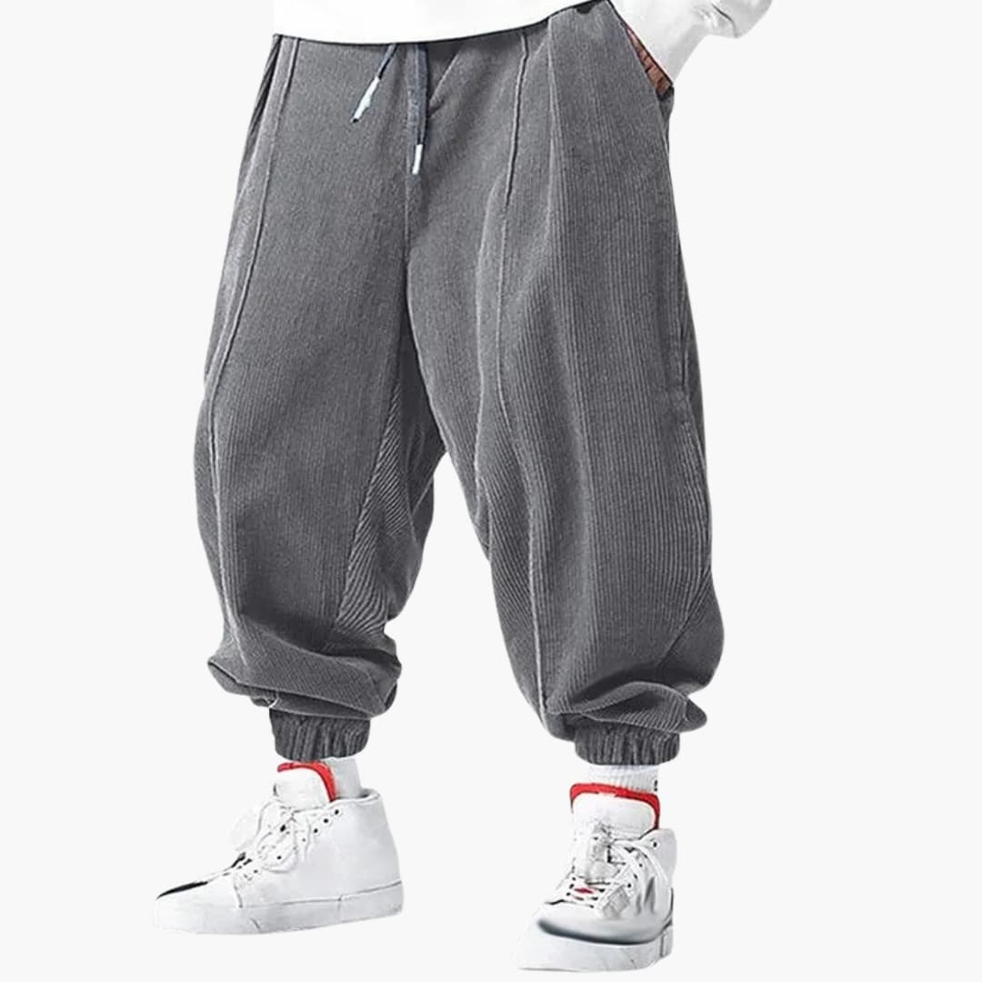 Pantalon homme en velours côtelé décontracté avec taille à cordon