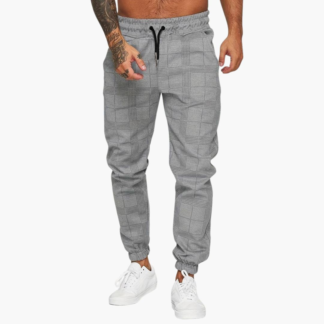 Pantalon jogger homme à carreaux avec poches latérales
