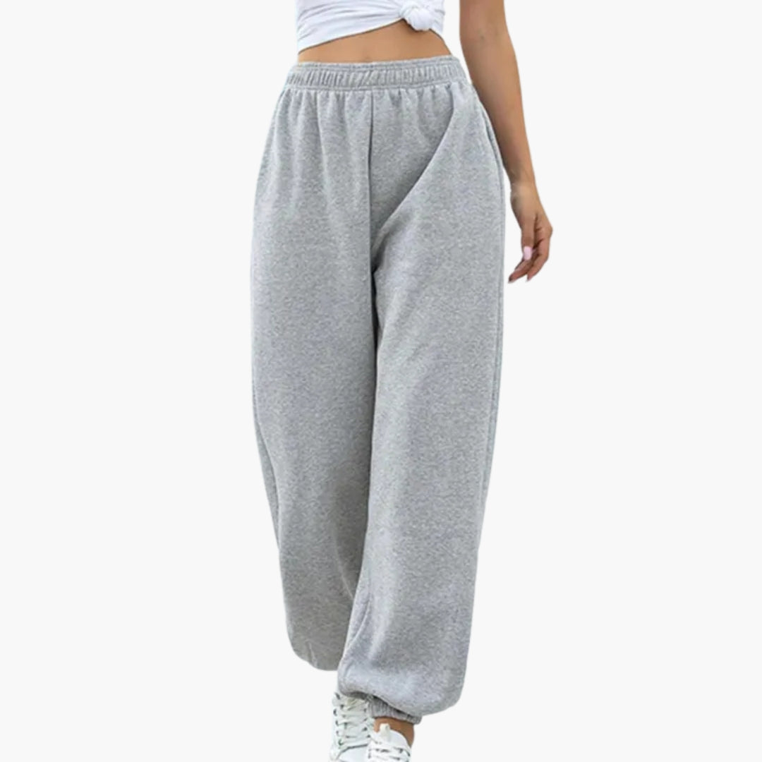 Pantalon jogging femme à jambes larges et taille élastique