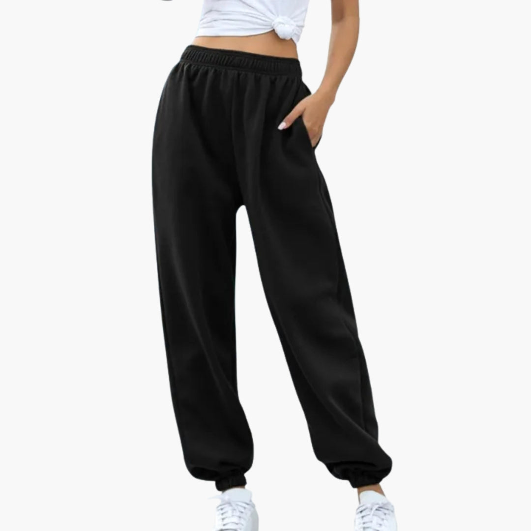 Pantalon jogging femme à jambes larges et taille élastique
